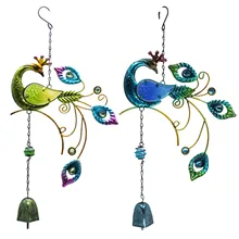 Pendants Wind-Chimes Peacock Outdoor Bell Home-Decor Metal Crafts Painted-Ornaments Window-Curtains-Pendant