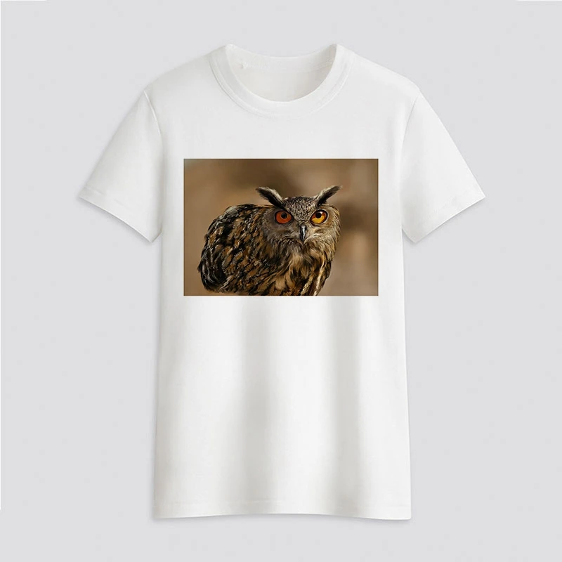Women's T-shirt Owl live shot Print T-shirt Clothes White TShirt Harajuku Graphic T-shirt Fashion Landscape T-shirt Female