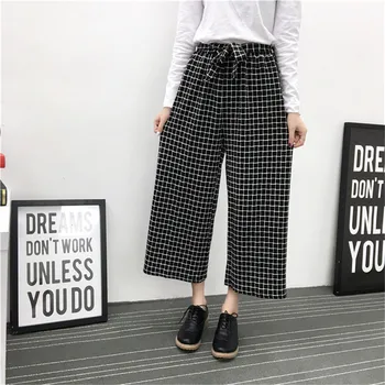 

New Women 2020 Summer Loose All-match Wide Leg Pants Womens Preppy Style Fashion Trousers Female Korean Black White High Waist