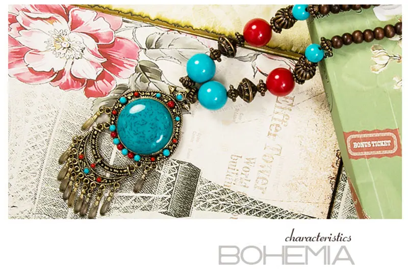 Ataullah Ручной Красочные Бусы Boho Этнические Женщины Ожерелье Подвески Богемия Колье Ожерелья Родитель-ребенок Старинные Ювелирные Изделия подвеска бижутерия чокер кулон брелок цепь подвески украшения на шею NW077 - Окраска металла: For mother