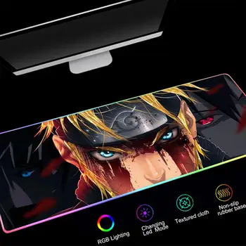 

Naruto RGB Anime Mouse Pad 80x30cm HD Large Custom DIY Computer Mousepad Cool LED Gaming Cartoon XXL Pad Keyboard Desk Mice Mats