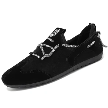 

Slip on Shoes Men High Quality Spring Summer Men Casual Shoes Black Gray Flock Fashion Sneakers Youth Loafers Driving Moccasin
