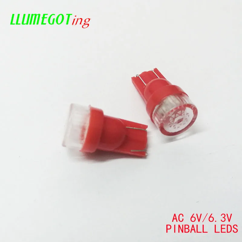 50pcs 플랫 렌 돔 194 T10 555 웨지 1x SMD5050 AC DC 6.3V 6V 여러 색상 비극성 발리 핀볼 게임 기계 LED 전구