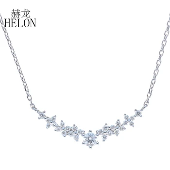شراءHELON الصلبة 18K ارتفع الذهب الجولة 0.28ct الماس الطبيعي المشاركة الزفاف قلادة غرامة مجوهرات أفضل هدايا عيد الميلاد للنساء