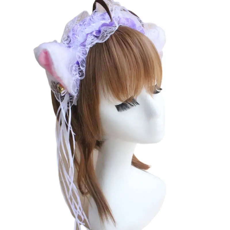 Cosplay&ware Women Ruffles Lace Headband Plush Cat Ears Ribbon Golden Bell Tassels Decor Lolita Cosplay Hair Hoop Lovely Pointed Fluffy -Zentai shop online Hdf72991d4e6948a9af126950c2e61ee96.jpg