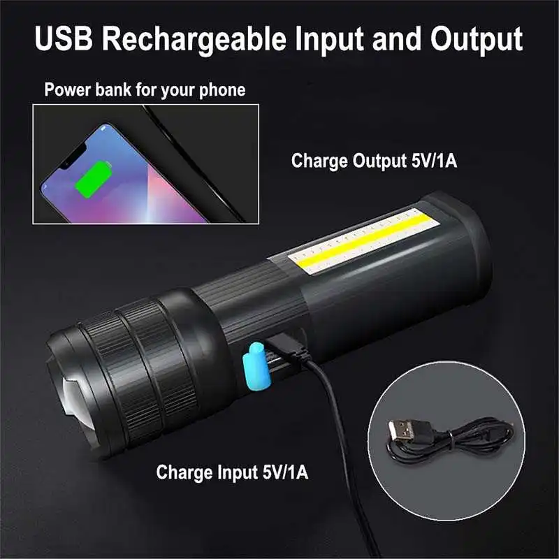 Zoomable Ultra Bright Mini Flashlights Portable 1200 Lumens Pocket LED Flashlight Powerful Waterproof 7 Modes Camping Lantern