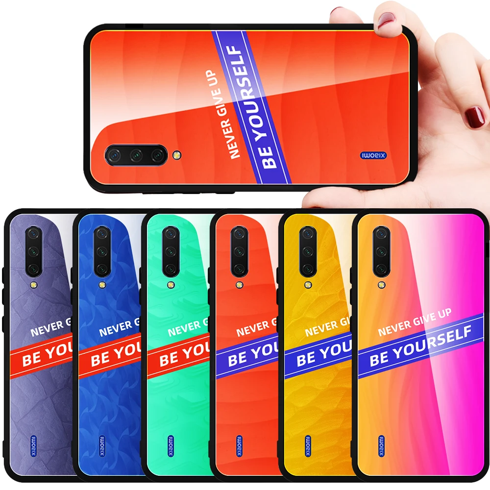 

Fashion Phone Case For Xiaomi Mi CC9e CC9 e Cover Case Tempered Glass Shell Xiomi Mi A3 Lite MiA 3 Lite Colorful Case Fundas CC9