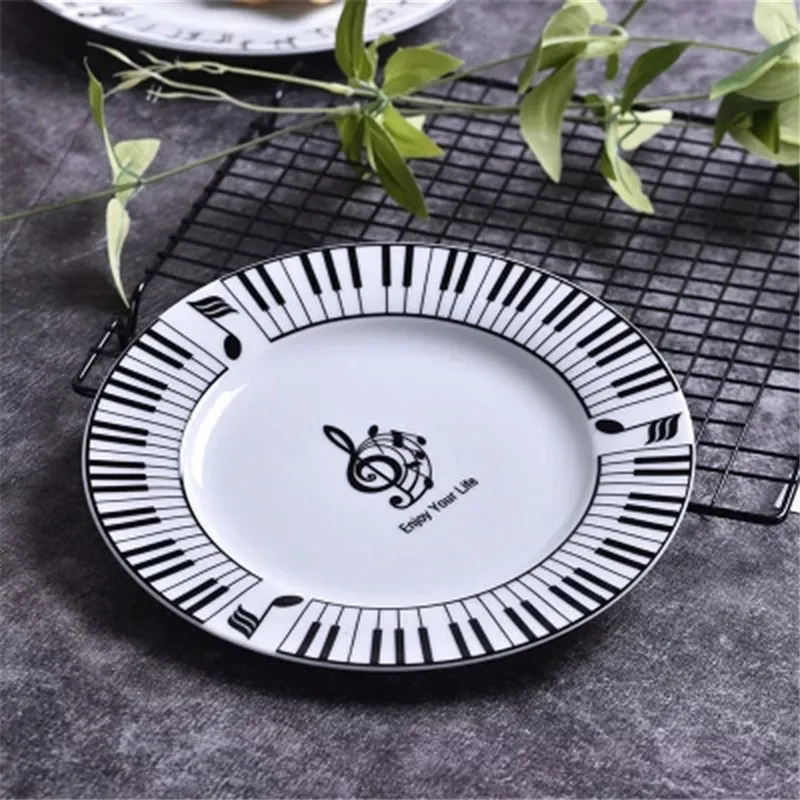 keyboard plate 8 дюймов музыканта фон с изображением нотного стана плиты и шара клавиатура чаша ложка Кофе кружка для уникальные подарки - Цвет: keyboard plate