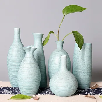 

1PCS Blue Vase Ceramic Vase Home Decoration Accessories Dry Flower Modern Minimalist Literary Vases for Flowers