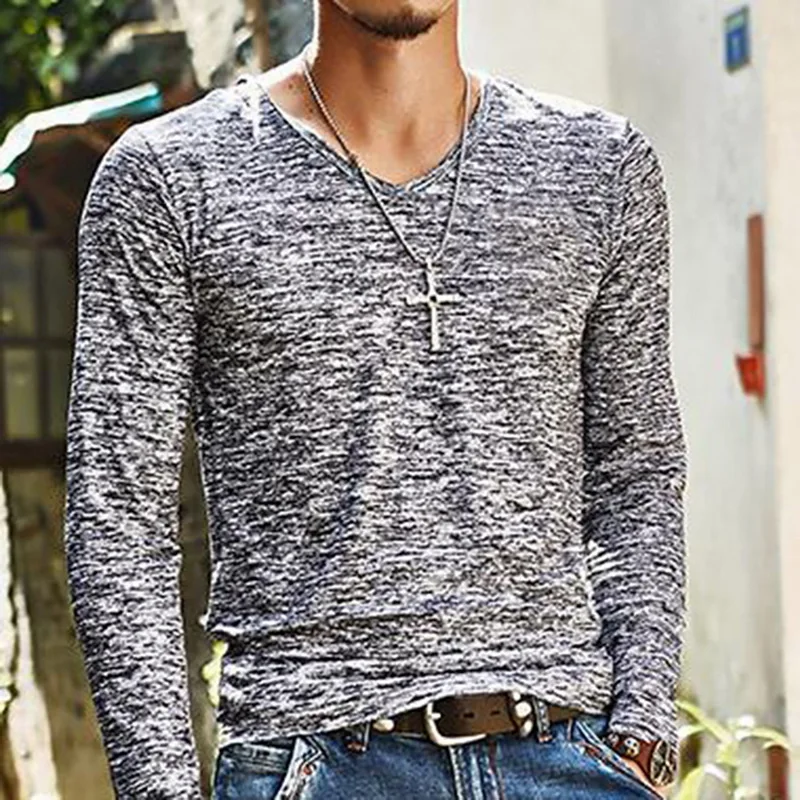 

2020 NEW Trendy Men T Shirt Casual Long Sleeve Slim Men's Basic Tops Tees Summer Stretch T-shirt Mens Clothing Chemise Homme