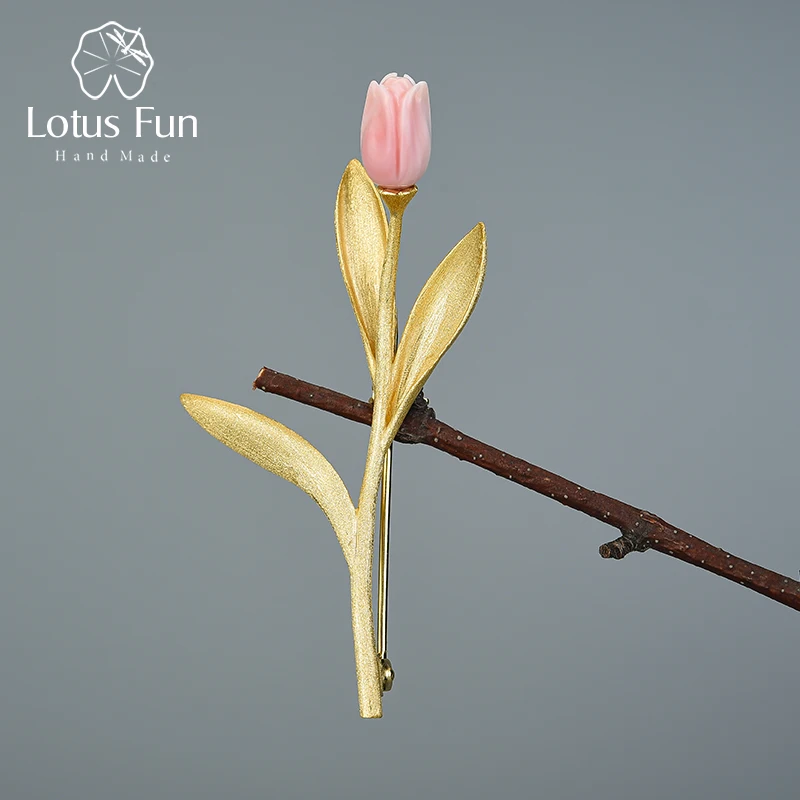 Lotus Fun, вечная любовь, цветок тюльпана, броши, Настоящее серебро 925 пробы, 18 К, золото, ручная работа, дизайн, хорошее ювелирное изделие, лучший подарок для женщин|Украшения для волос, броши и украшения для тела| | АлиЭкспресс