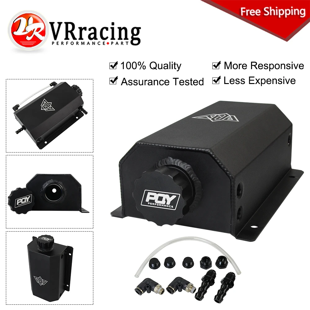 

FREE SHIPPING Universal 2L Alloy Engine Oil Fuel Gas Catch Can Breather Tank Bottle Coolant Radiator Overflow Tank