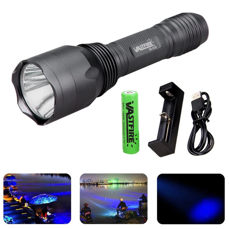 BLUE 10000Lms RGB Led охотничий светильник для вспышки, для наружного применения, винтовка, тактический светильник для разведчика, оружейный светильник, пистолет, фонарь для страйкбола, подходит для крепления на рельсах 20 мм - Испускаемый цвет: BLUE