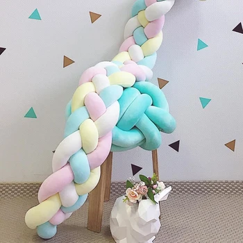 

1Pcs 2.2M 4 Braid Pillow Baby Bed Bumper Knot Crib Infant Room Decor Baby Handmade Nodic Knot Newborn Bed Bumper Long Knotted