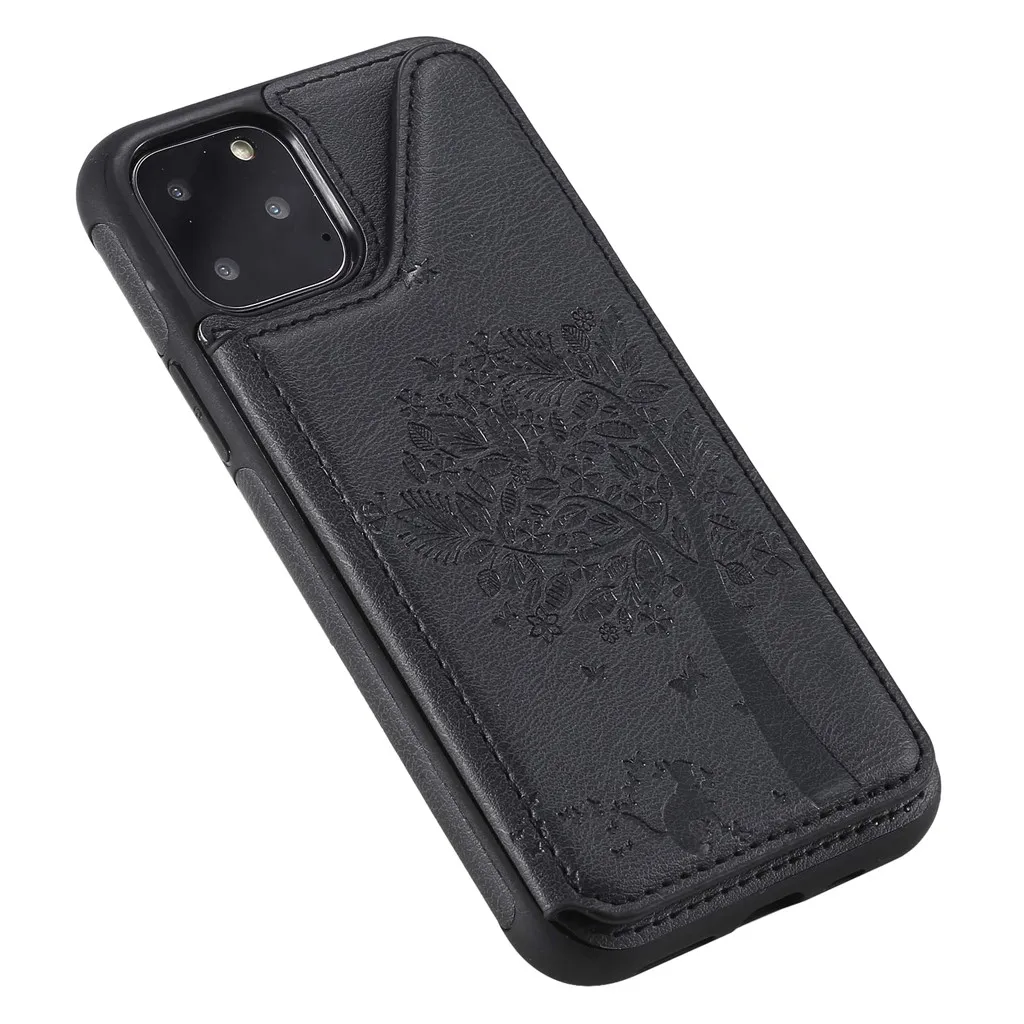 Роскошный тонкий Чехол премиум класса для IPhone 11 Pro Max 6,5 дюйма, тисненый Магнитный кожаный чехол-бумажник с отделениями для карт, противоударный чехол-книжка
