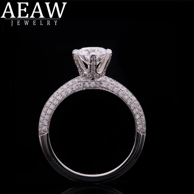AEAW 0.5ct 1.0ct 1.5ct круглая огранка 14 к белое золото Муассанит кольцо половина полная вечность размеры оригинальные ослепительные женские ювелирные изделия