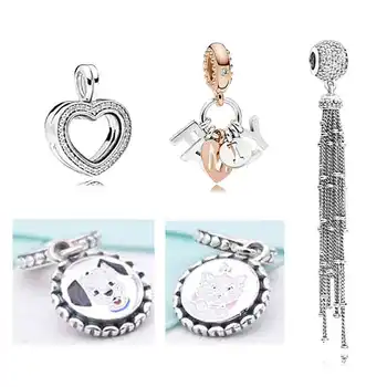 

PDB DZ 37 100% Sterling Silver 925 FLOATING LOCKET Pandent Heart-shaped Charm Box Zircon Border Cute Cat And Dog Pendant