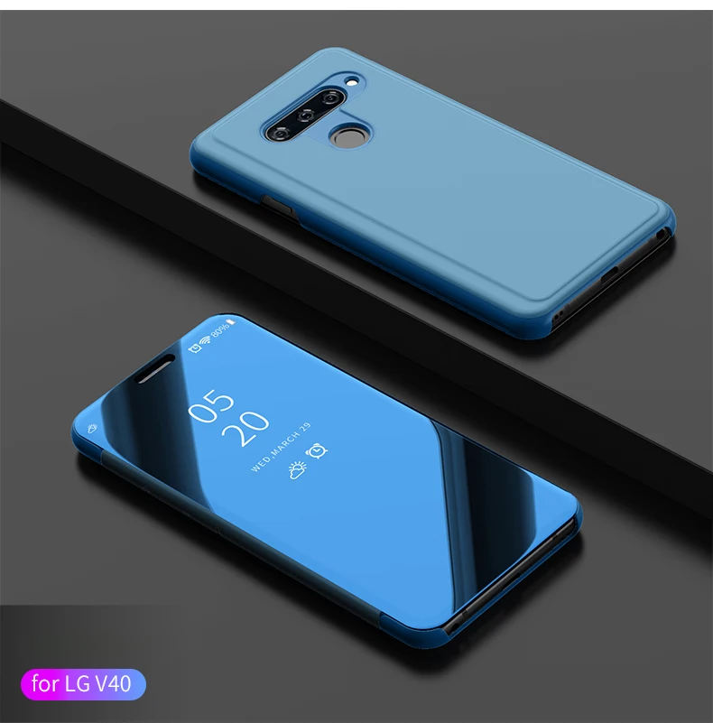 Зеркальный прозрачный умный чехол-книжка для LG G8 G8S ThinQ G820 V30 V40 кожаный