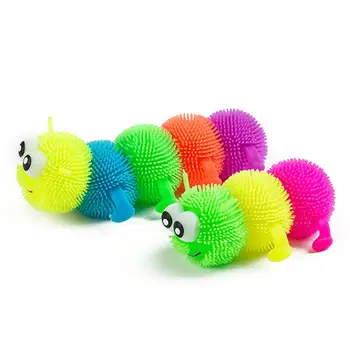 

Glowing Hair Puffer Caterpillar Soft Anti-Stress Sensory Fidget Kids Squeeze Toy gift for children Flashing Plush Ball Children