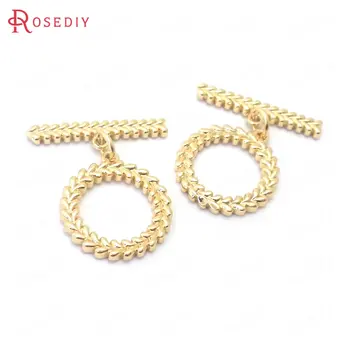 

(38845)6 Sets 24K Gold Color Brass O Toggle Clasps Bracelet Connect Clasps Jewelry Making Supplies Diy Findings Accessories