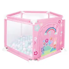 Пятисторонний детский безопасный манеж портативный детский манеж шатер шар бассейн с 50 шариками для детей защитный барьер-розовый синий