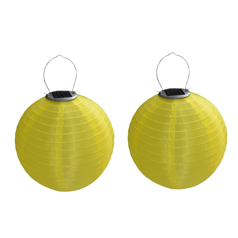 Цвет: желтый 2PCS 30cm Solar Powered 5050 SMD LED Light Bulbs Waterproof Chinese Lantern for Wedding Party Garden DIN889 - Цвет: Цвет: желтый
