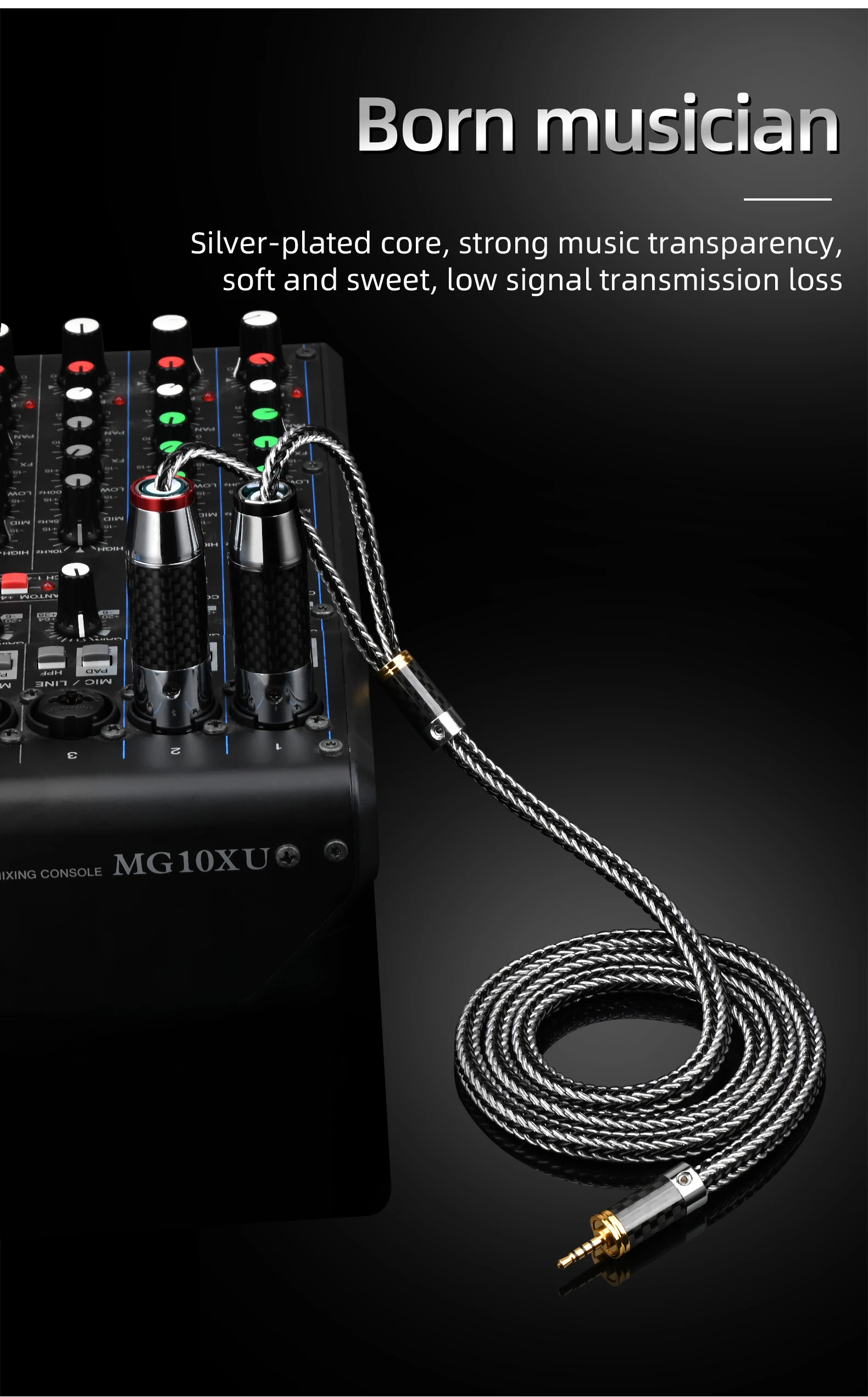 2xlr, cabo de alta qualidade banhado a