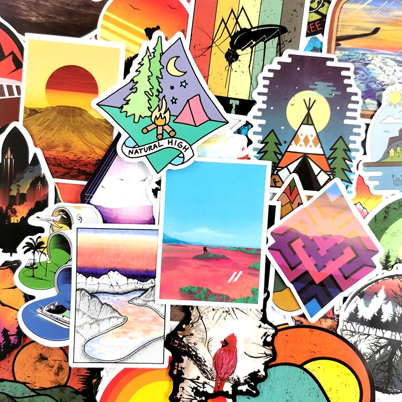 50 Pcs/set Adventure Travel Stickers For Motorcycle Phone Skateboards Laptop Luggage Bicycl Car Climber Naklejki Toy Stickers