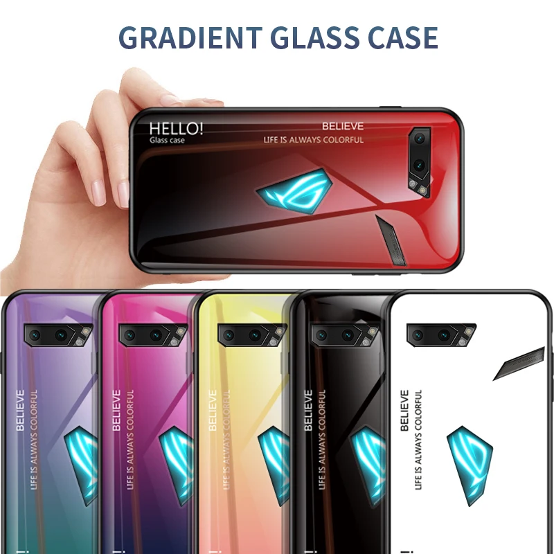 Роскошный чехол для Asus ROG Phone 2 ZS660KL из закаленного стекла силиконовая рамка