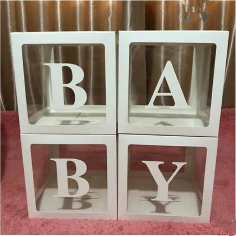 white baby Любовные буквы прозрачная коробка аксессуары для воздушных шаров Baby Shower неоновые стикеры свадебные шары для украшения коробки вечерние воздушные шары - Цвет: white baby