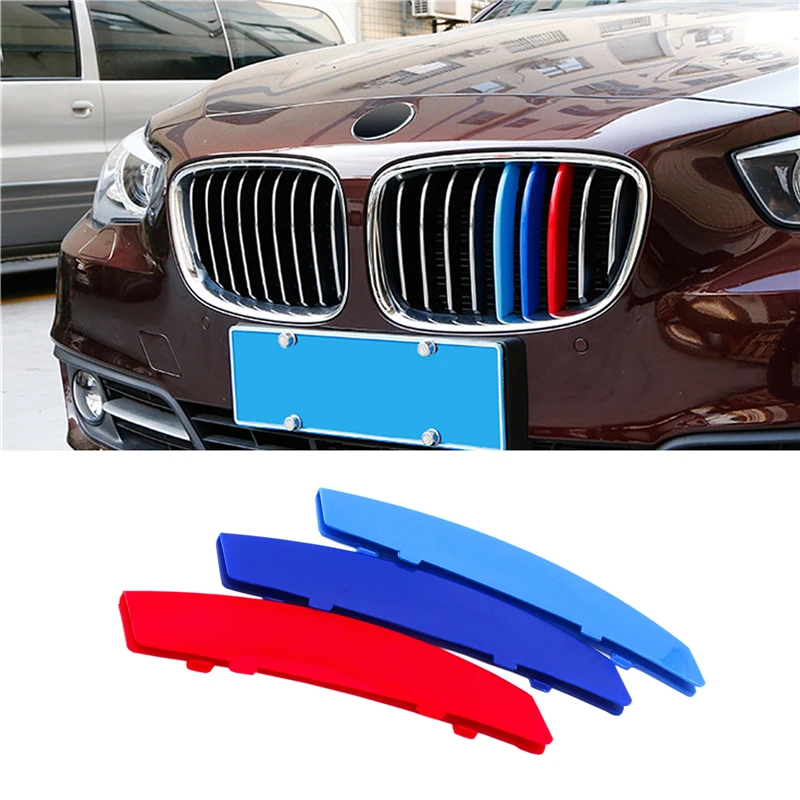 

For BMW 3 Series F30 F31 3D Car Styling Front Grille Trim Sport Strips Cover M Power Performance Stickers for 2013-2017 F30 F31