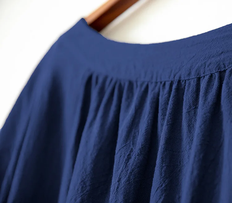 New Cotton Linen Solid Color O-neck All-match Women T-shirt Autumn Retro Comfortable Long Sleeve Pullover T-shirts