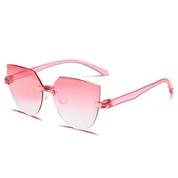 Damskie ucho kota okulary przeciwsłoneczne bezramowe galaretki przezroczyste okulary przeciwsłoneczne Retro All-in-one Ocean Piece cukierki kolorowe okulary przeciwsłoneczne 5