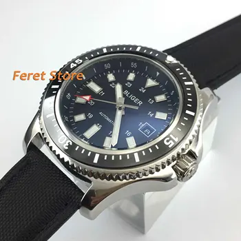 

44mm bliger black dial ceramic bezel Luminous Automatic mens Date Watch B-18