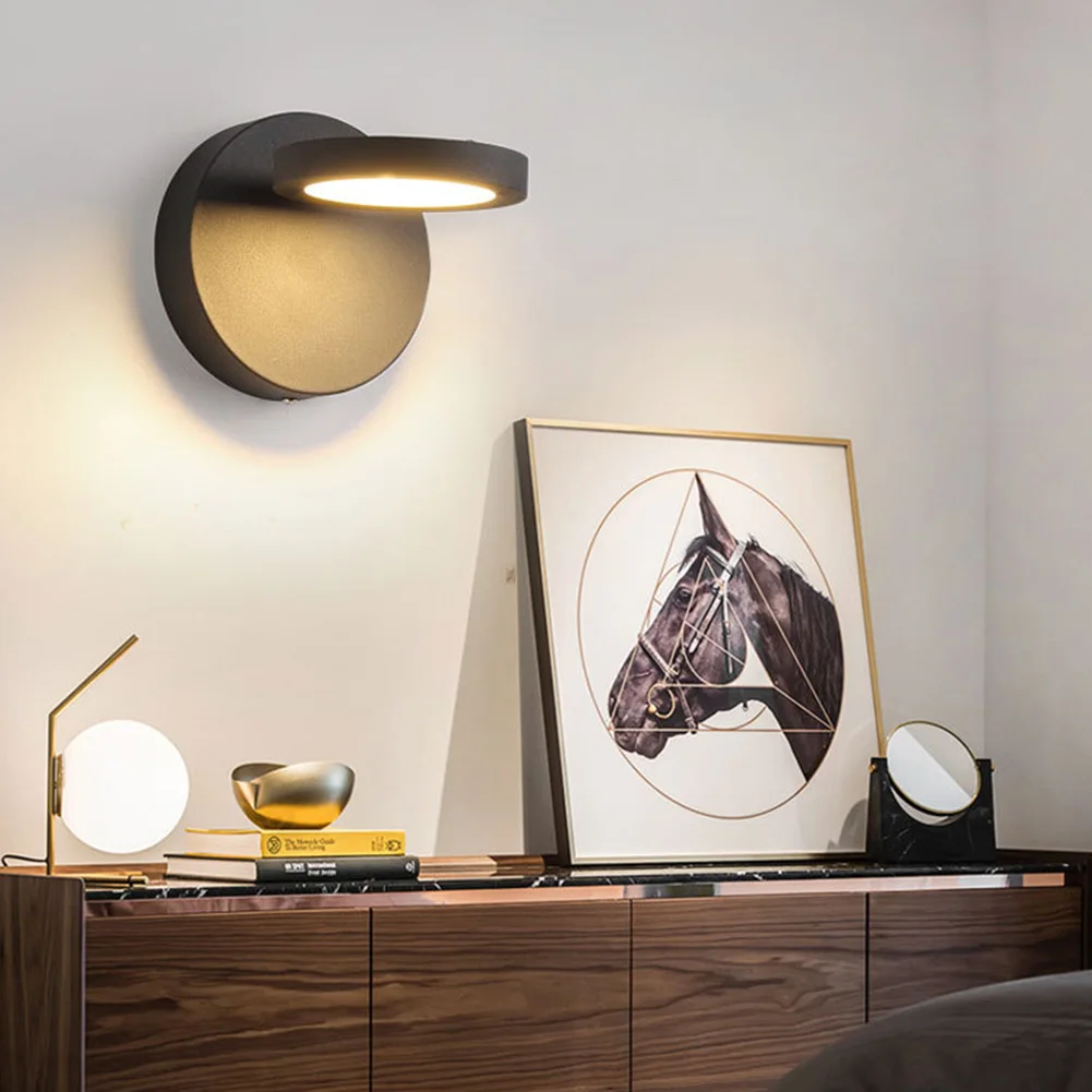 

With Screws 180 Degrees Rotation Home Decor Bedside LED Wall Light Living Room Modern Simple Button Switch Sconce Lamp Bedroom