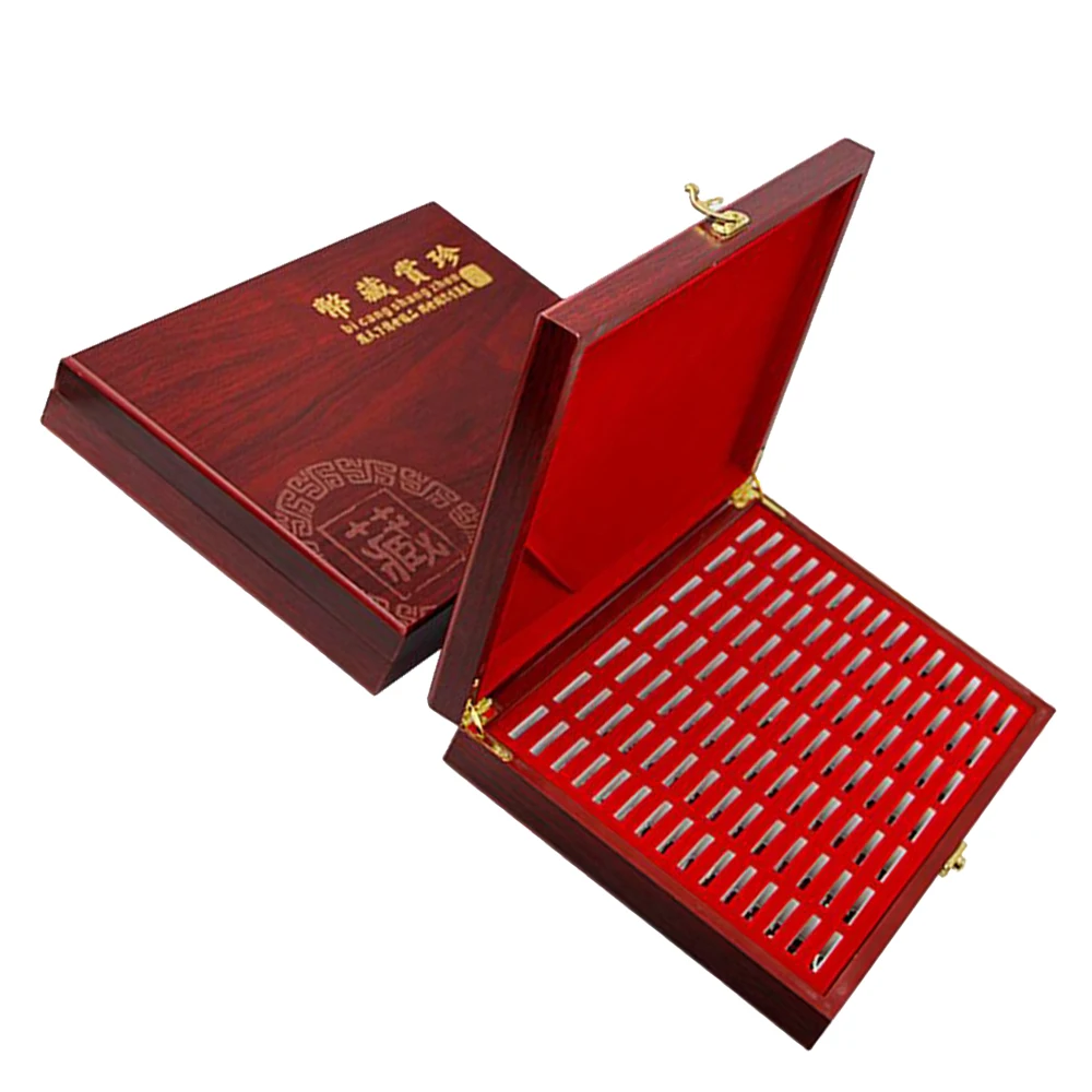 Online 100pcs 295*210*47 millimetri di legno Rotondo Monete Titolari di Visualizzazione di Caso Di Immagazzinaggio di Legno Raccolta Commemorativa Scatola di Casa decorazione