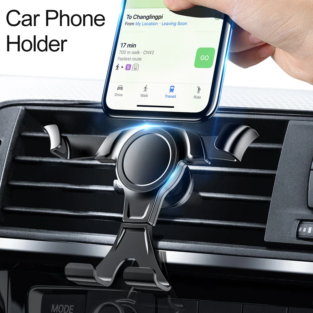 Soporte Universal para teléfono de coche Gravity, Clip de montaje para ventilación de aire, No magnético, GPS, para IPhone y Xiaomi