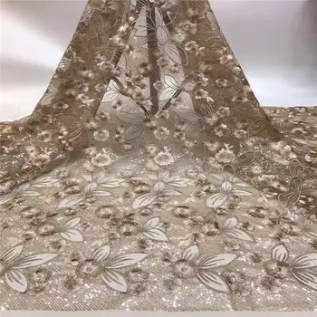 

handmade french beaded lace fabrics 2019 3d flower sequins fabric luxury full beaded bridal lace fabric 5yards
