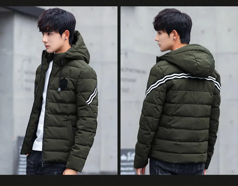 Winter Short Cotton-padded Clothes Men's Thick Youth Handsome Hooded Coat nan mian ao Sub-Slim Fit Students Casual Cotton-padded