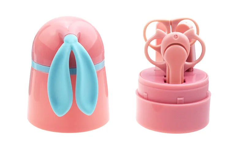5 шт. Детские комплекты для здравоохранения детский набор для ухода за ногтями Детские пальчиковые ножницы кусачки для ногтей Мультяшные животные Коробка для хранения для путешествий - Цвет: Розовый