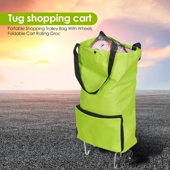

Portable Oxford Shopping Trolley Bag Foldable Pull Wheel Cart 2 Wheels Supermarket Home Women Buying Vegetables Accessory