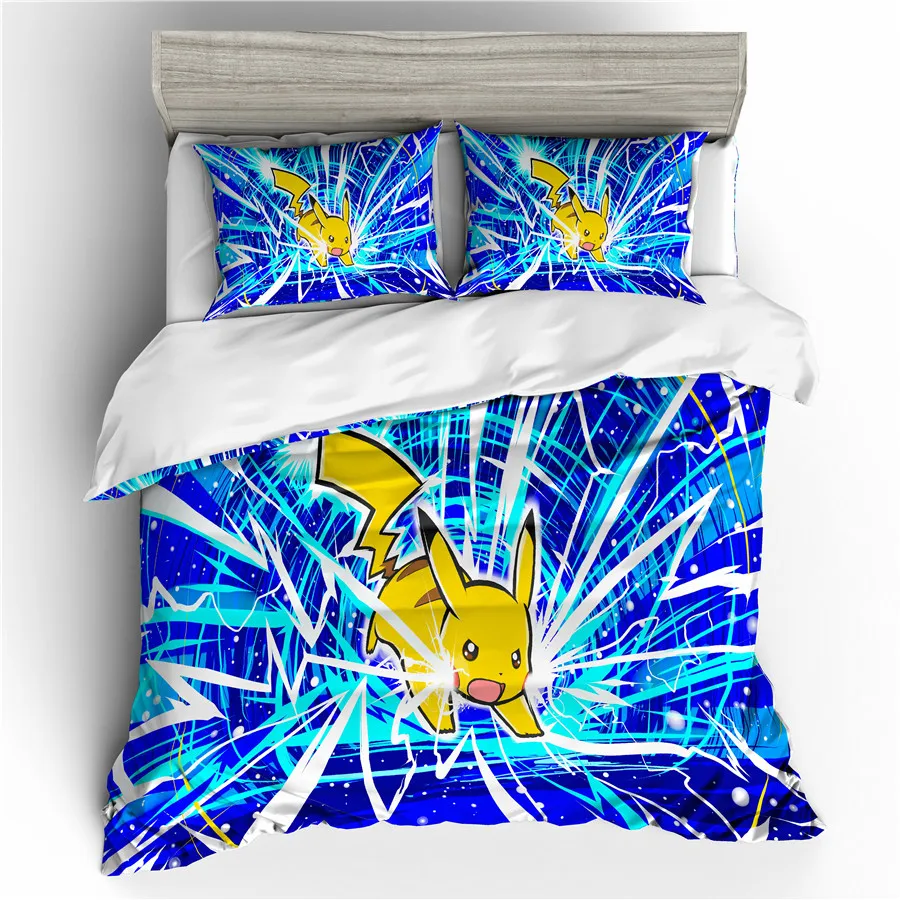 

A Bedding Set 3D Printed Duvet Cover Bed Set Pokemon Pikachu Home Textiles for Adults Bedclothes with Pillowcase #PKQ02
