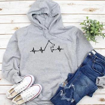 

Dog Heartbeat Print Hoodies Women Fashion Lovely Dogs Pullover Aesthetic Funny Casual Clothing Girl Tumblr Outfits Drop Shipping