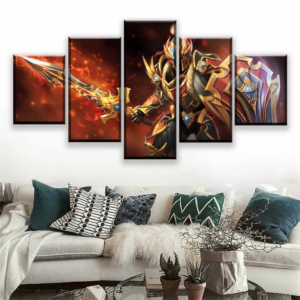  Printed Popular Posters 5 Set DOTA 2 Game Modular Pictures Popular Canvas Painting Bedroom Modern H