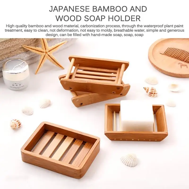 Natural Wooden Bamboo Soap Dish Tray Holder Soap Rack Plate Box Natural Wooden Bamboo Soap Dish Tray Holder Soap Rack Plate Box