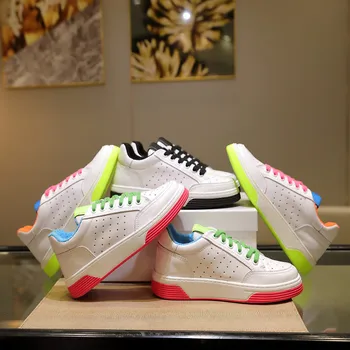 

Hot selling small white shoes female new board shoes spring leather flat bottom color matching breathable sports casual shoes