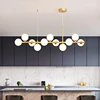 Nordic Modern LED Pendant Gold Light Glass Ball 11 Heads Hanging Lamp for Kitchen Living Dining Room Suspension Luminaire Design 2
