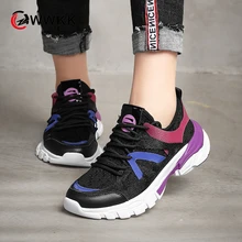 WWKK/ г.; осенние женские кроссовки на массивном каблуке; дышащая Спортивная обувь из сетчатого материала; Женская Повседневная прогулочная обувь на плоской подошве со шнуровкой