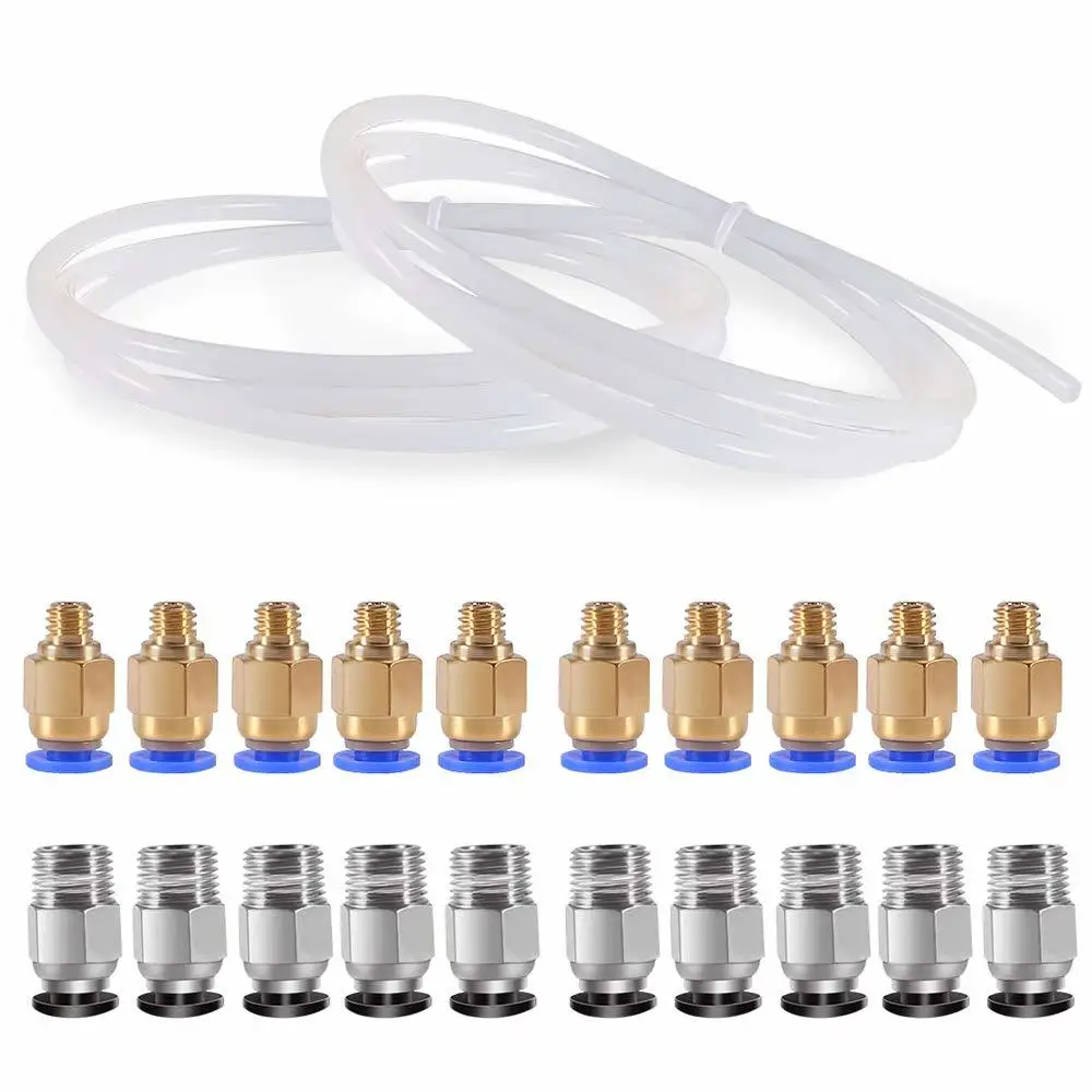 3d принтер 4M м OD PTFE тефлоновая трубка 4M+ 10 шт PC4-M6 Быстрый фитинг+ 10 шт PC4-M10 Мужской прямой пневматический нажимной фитинг 1,75 мм