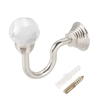 

uxcell 2Pcs Curtain Drapery Holdback 2.5" Length Holder Clear Crystal Hook Silver to Kitchen Living Room Bedrooms etc